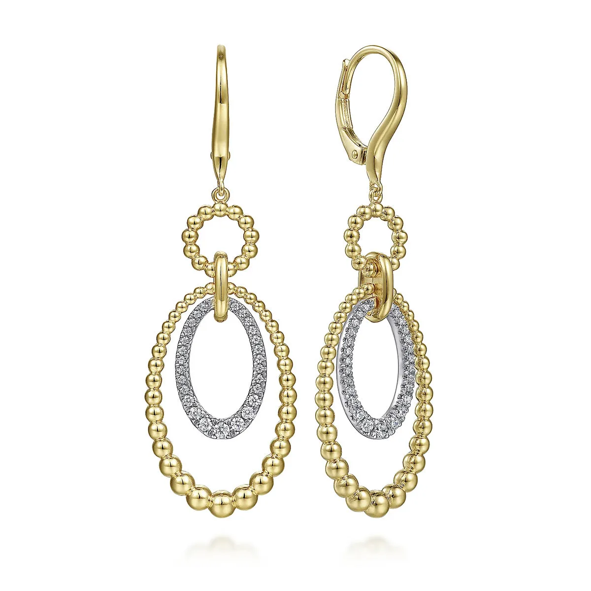 Gabriel 14K White-Yellow Gold Bujukan Diamond Drop Earrings, 34.5mm