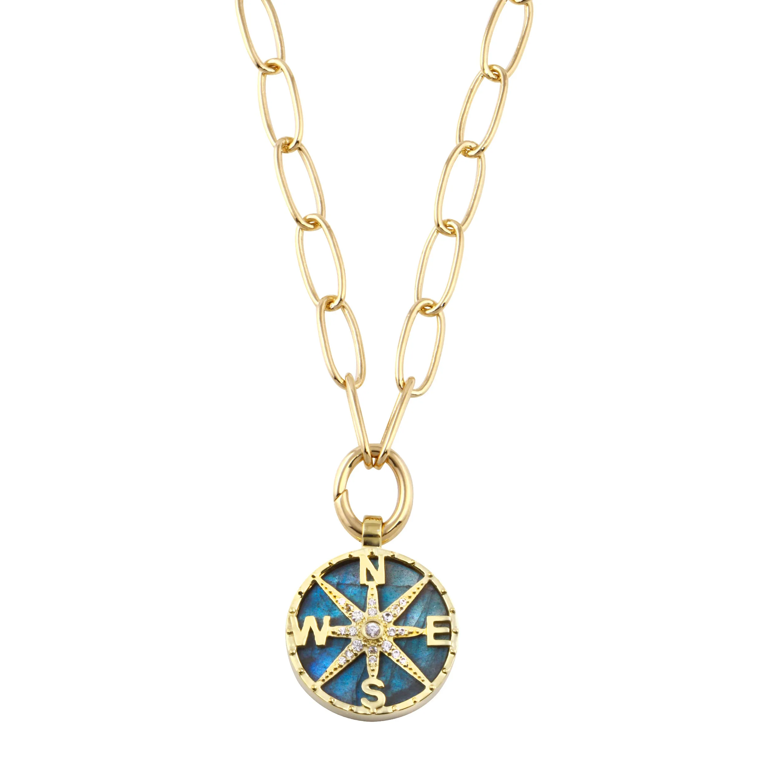 Gemstone Compass Pendant Necklace