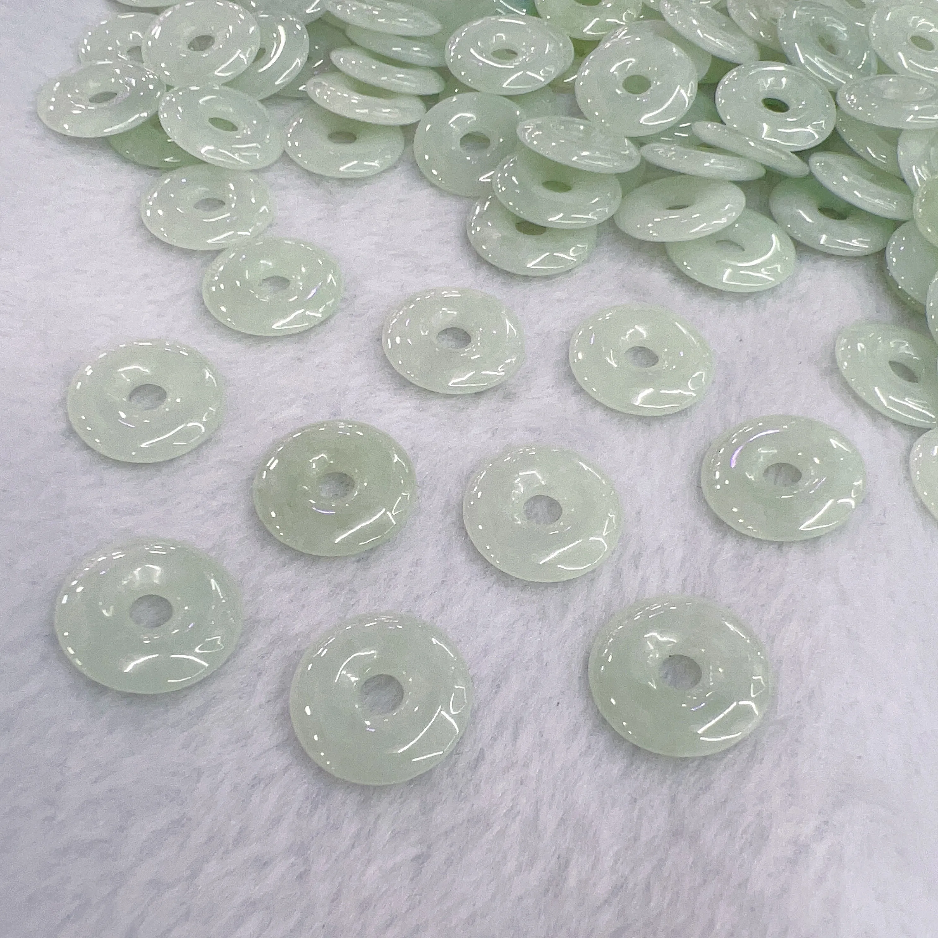 Genuine Jadeite Amulet Donut Shape Pendant Charm for DIY Jewelry Project