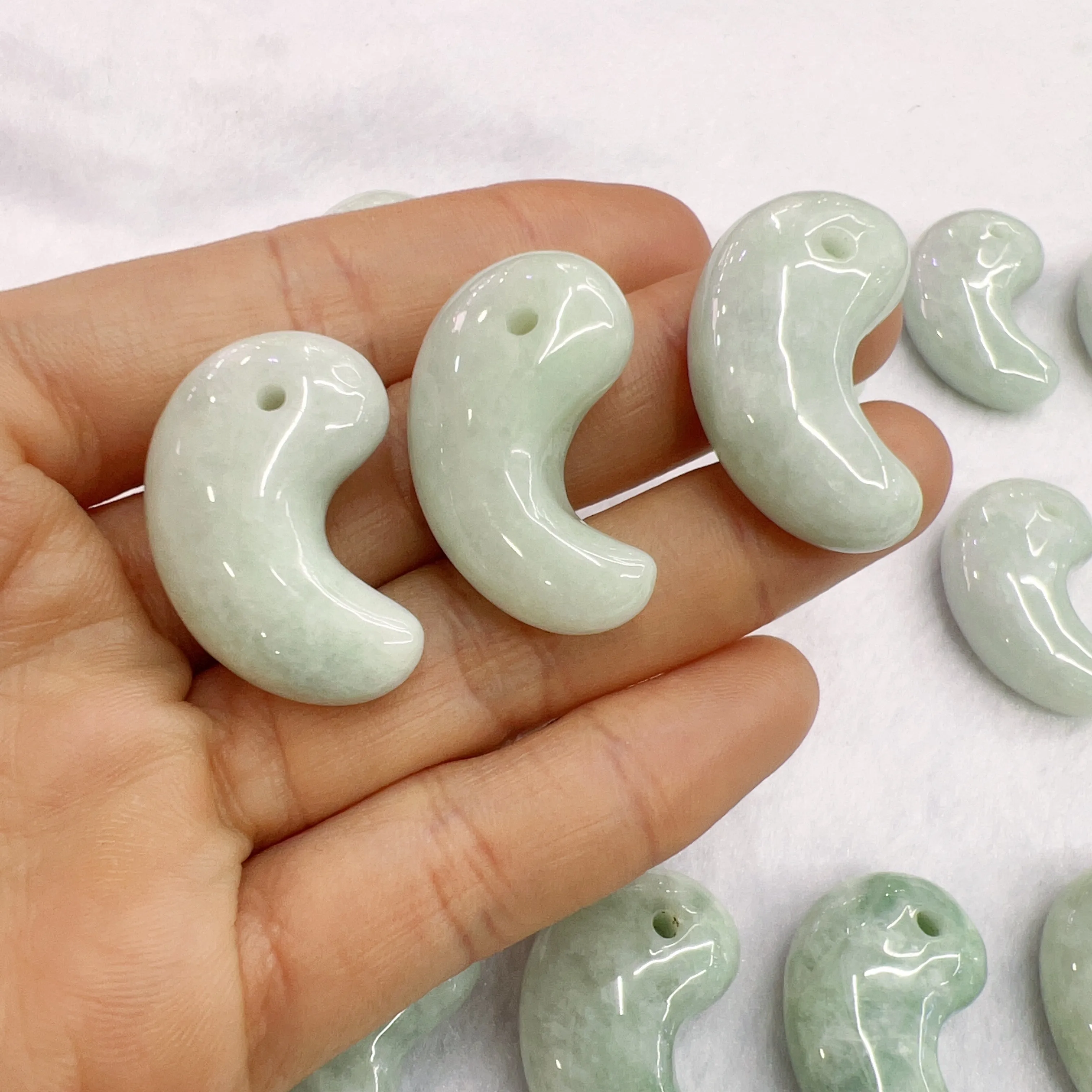 Genuine Jadeite Magatama Charm Pendant for DIY Jewelry Project