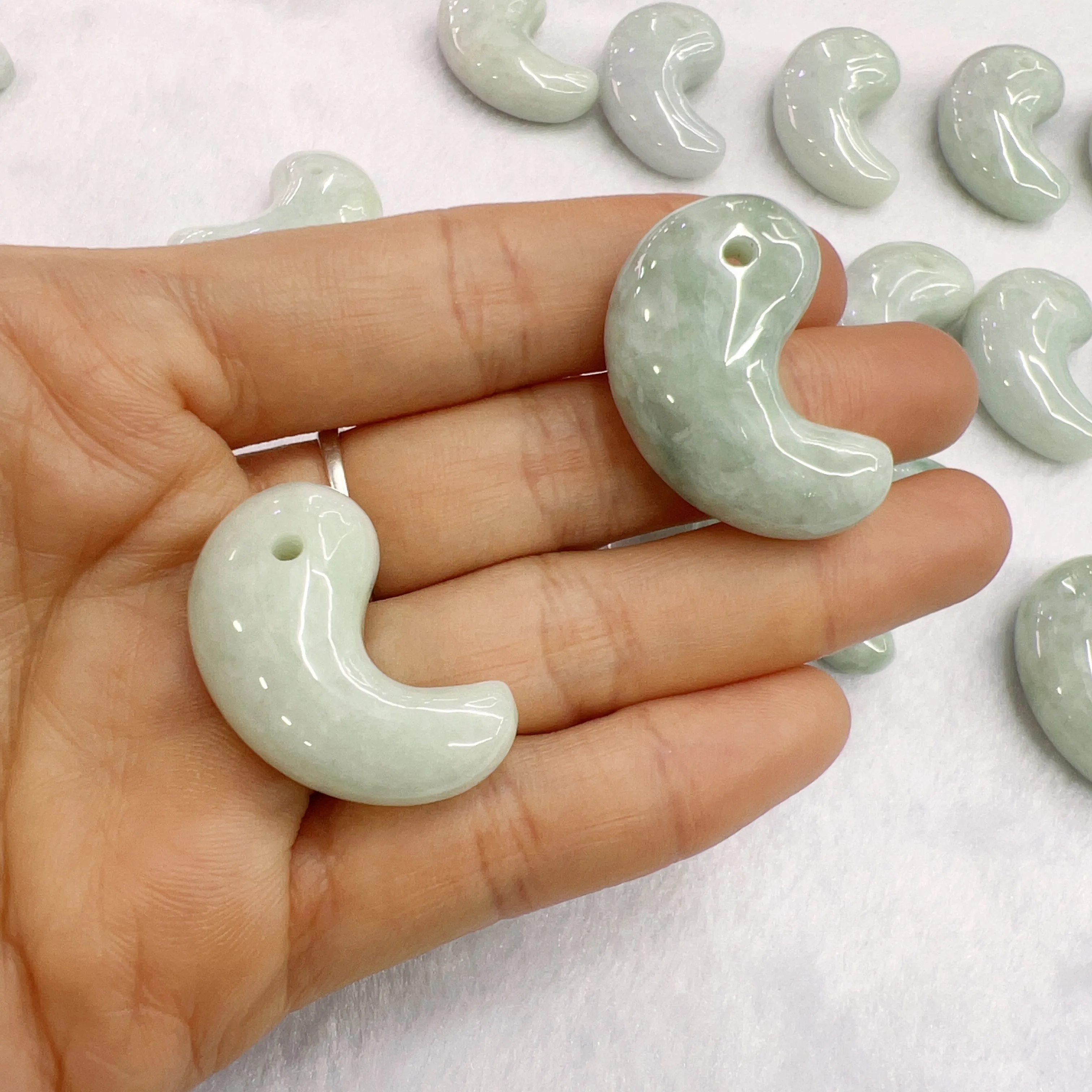 Genuine Jadeite Magatama Charm Pendant for DIY Jewelry Project