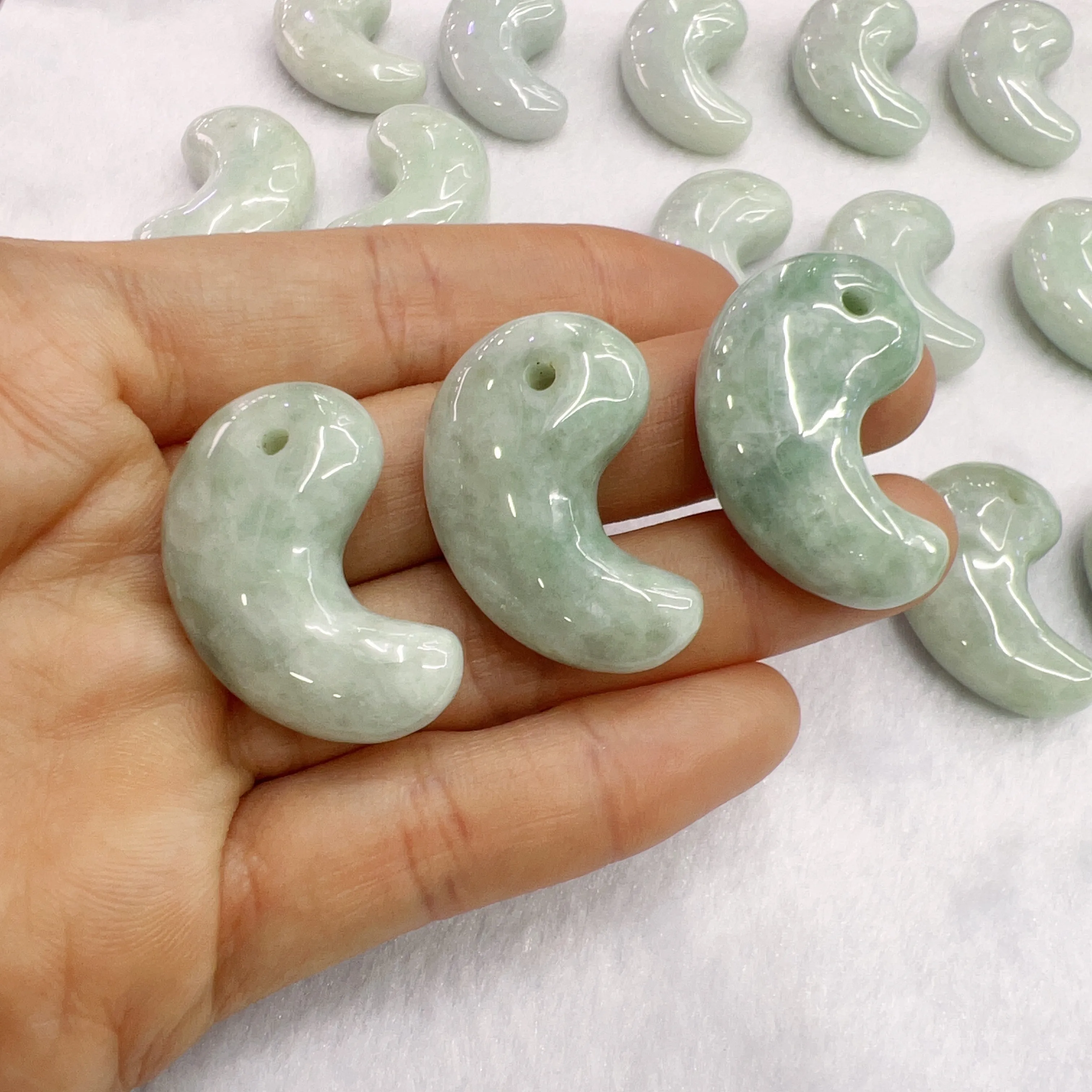 Genuine Jadeite Magatama Charm Pendant for DIY Jewelry Project