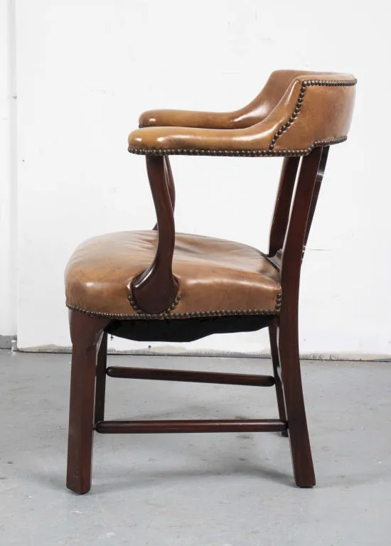 George III Style Leather And Mahogany Armchair