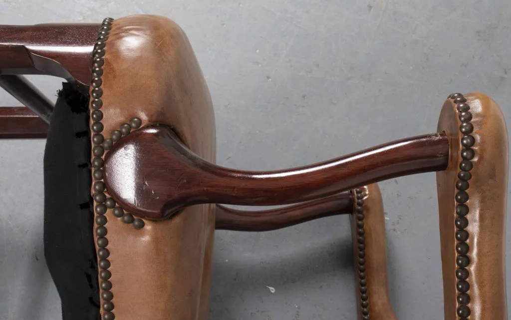 George III Style Leather And Mahogany Armchair