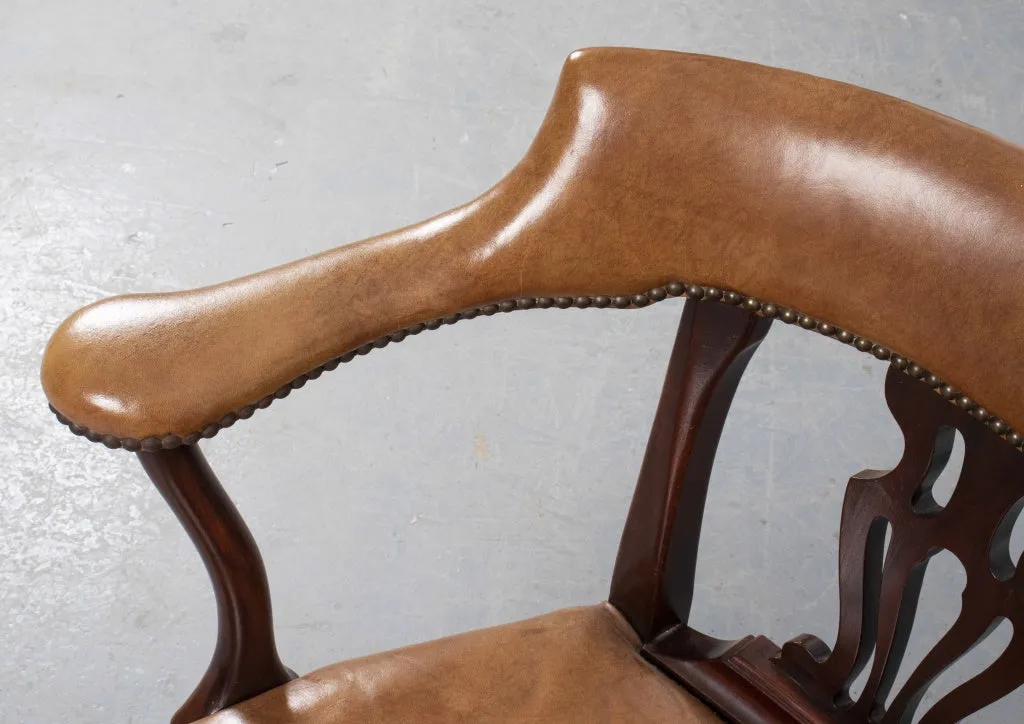 George III Style Leather And Mahogany Armchair