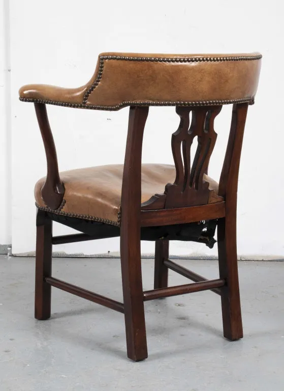 George III Style Leather And Mahogany Armchair