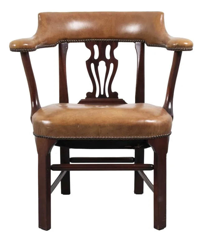 George III Style Leather And Mahogany Armchair