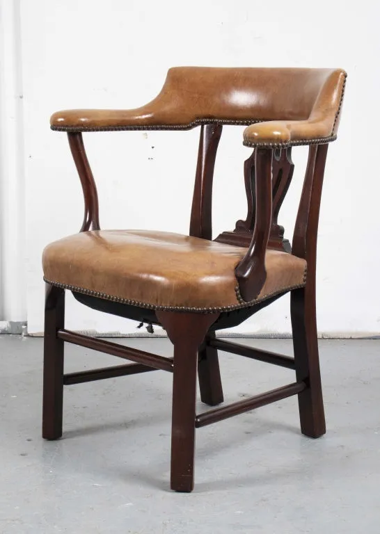 George III Style Leather And Mahogany Armchair