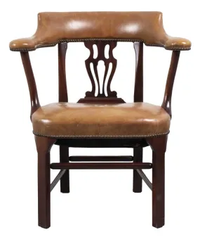 George III Style Leather And Mahogany Armchair