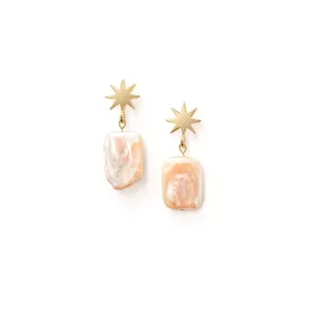 gold star   peachy pearl earrings