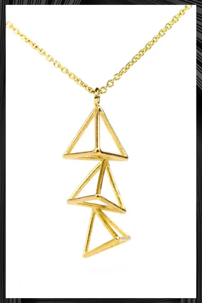 Gold Triple Triangle Necklace | Free Shipping - Quick Delivery