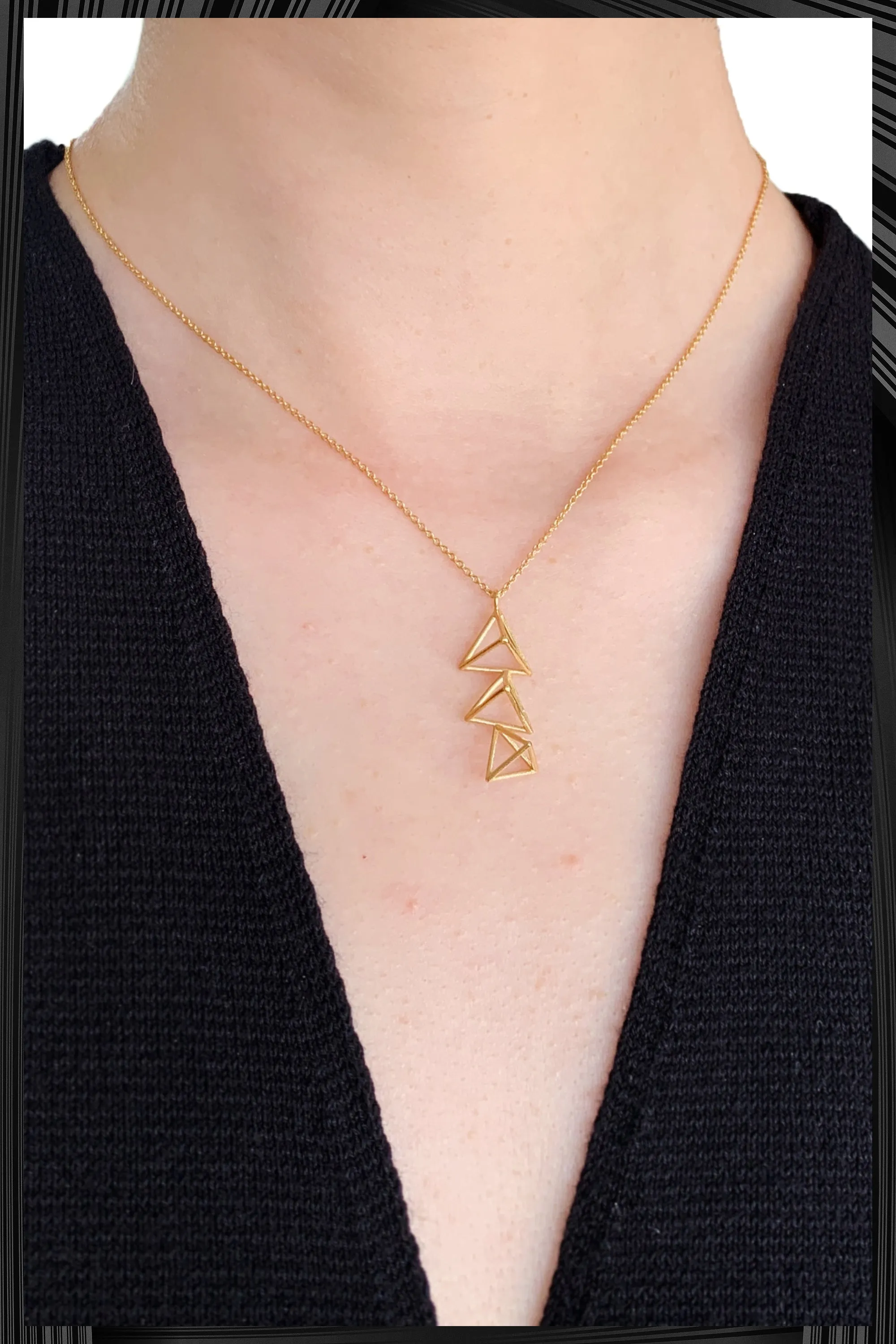 Gold Triple Triangle Necklace | Free Shipping - Quick Delivery