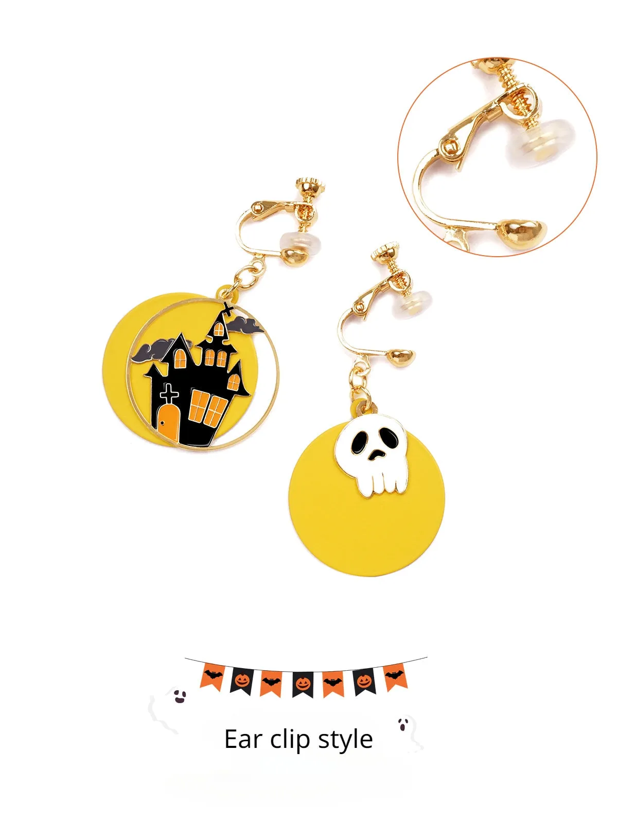 Halloween Cute Earrings Pure Silver Needle Ear Clip LJH46