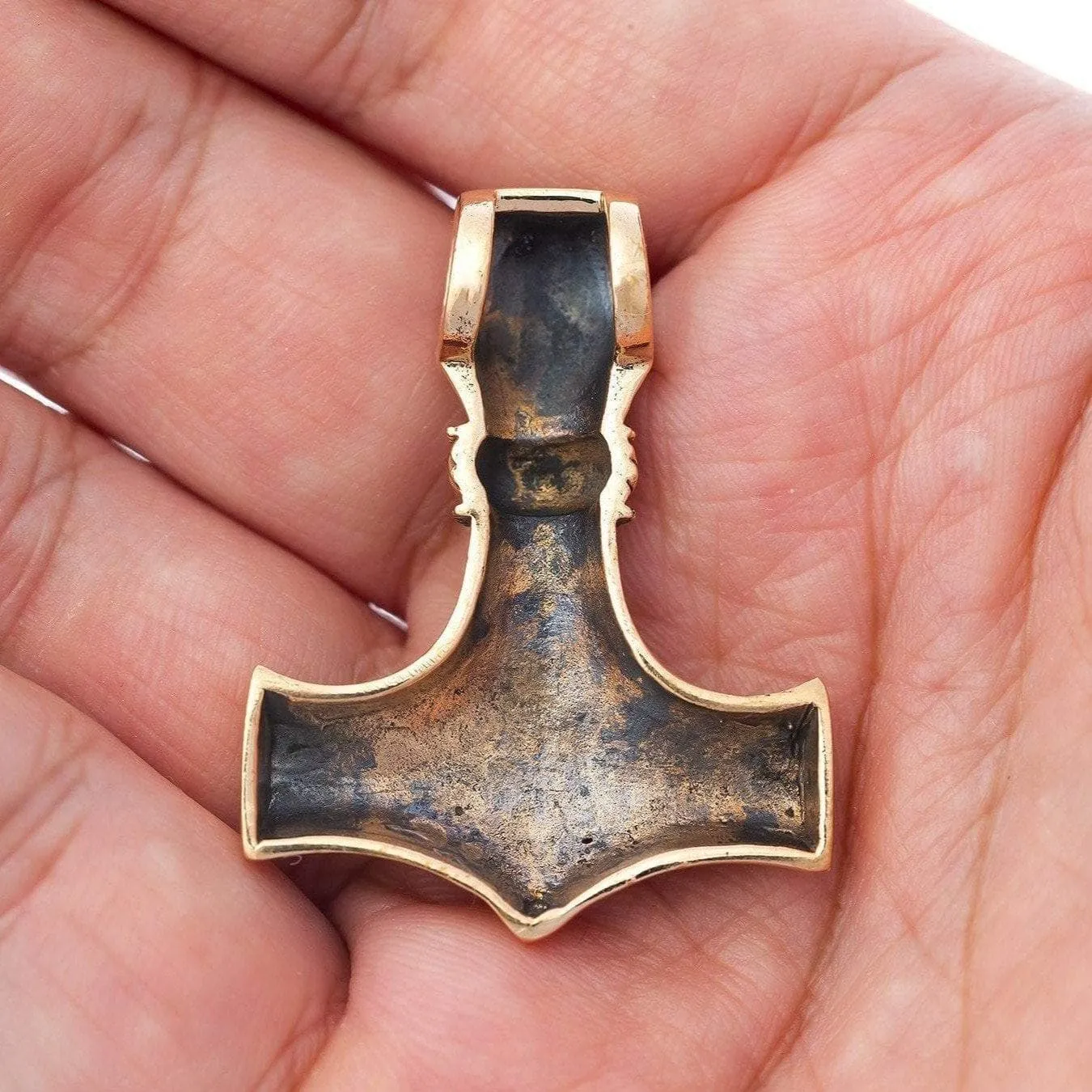 Handmade Bronze Knotwork Thor's Hammer Necklace