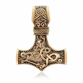 Handmade Bronze Knotwork Thor's Hammer Necklace