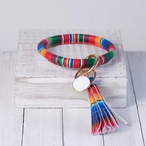 Hannah Hands Free Bangle Keychain-Red Serape