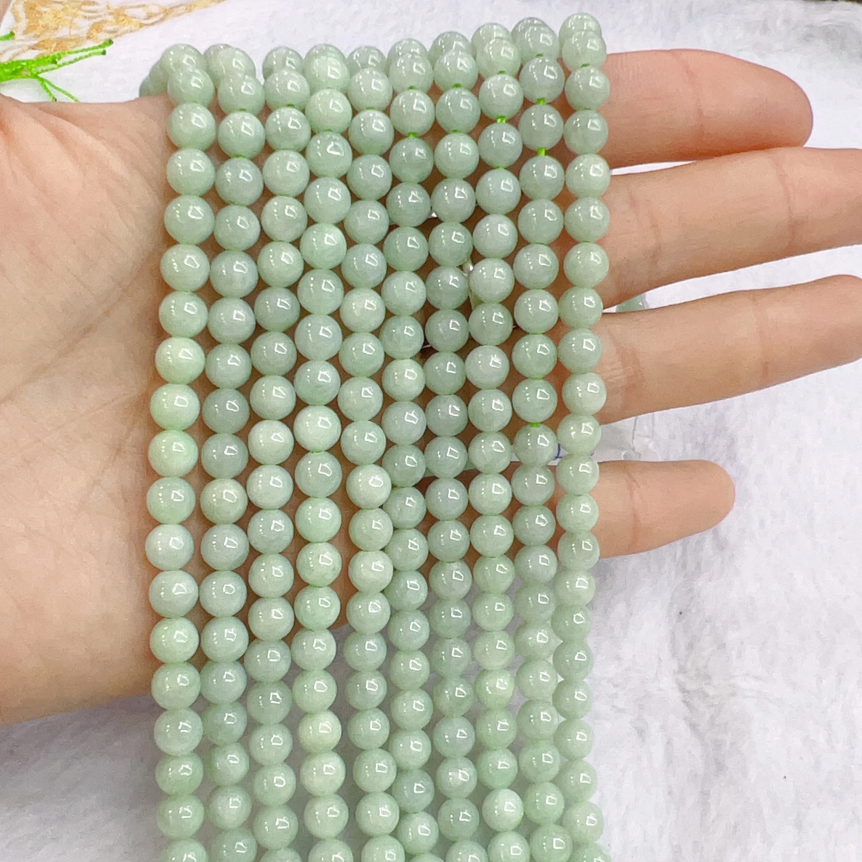 High-quality in Strand 6mm Genuine Jadeite Round Beads DIY Jewelry Making Project