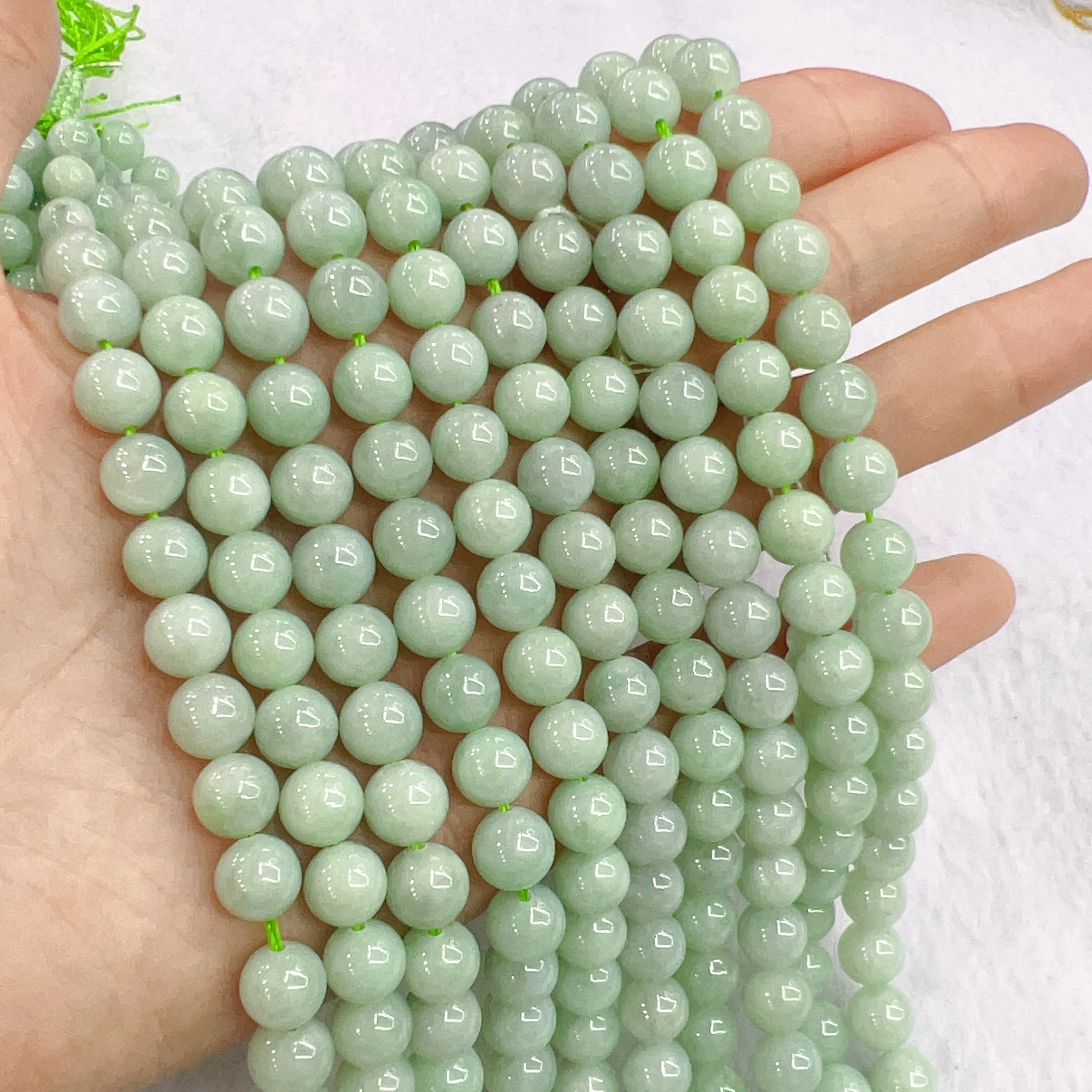 High-quality in Strand 8mm Genuine Jadeite Round Beads DIY Jewelry Making Project