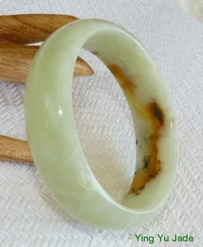 Honey Veins, Charcoal Butterfly Tracks Chinese Jade Bangle Bracelet 59mm (NJ2376)