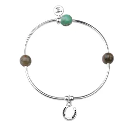 Horseshoe | Soft Bangle Charm Bracelet | African Turquoise