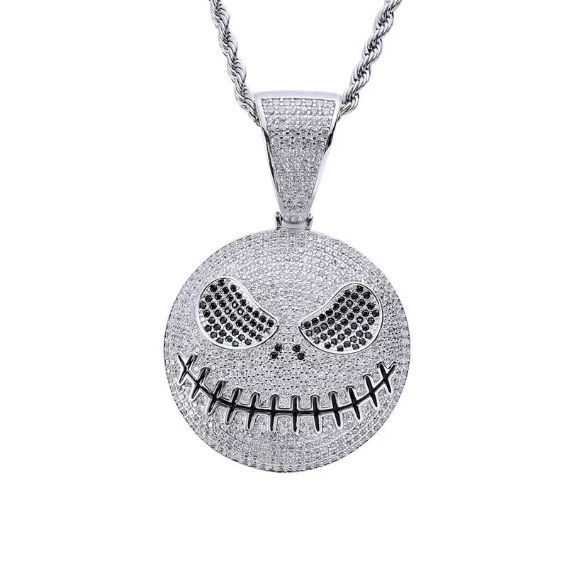 Iced Out Jack Skellington Pendant - Silver