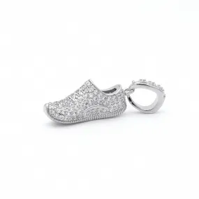 Iced Out Running Shoe Pendant - Silver