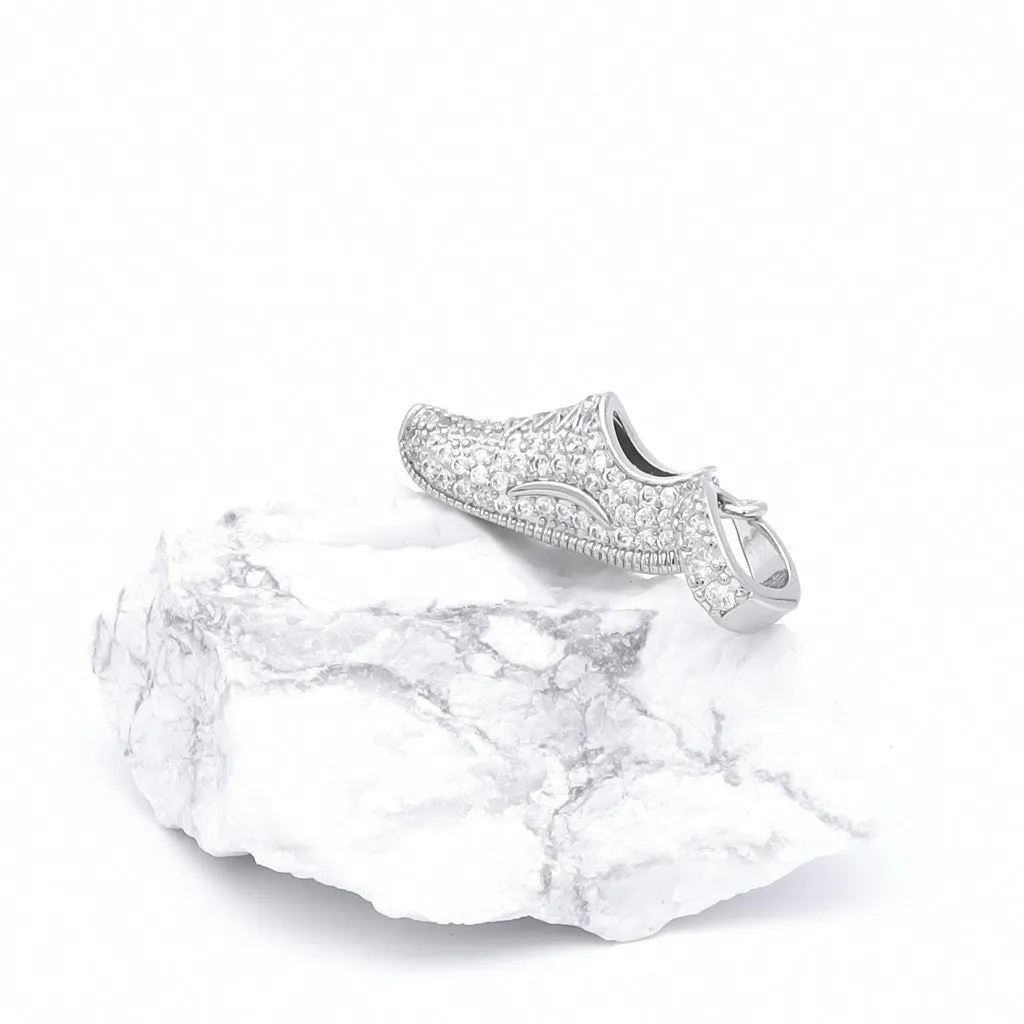 Iced Out Running Shoe Pendant - Silver