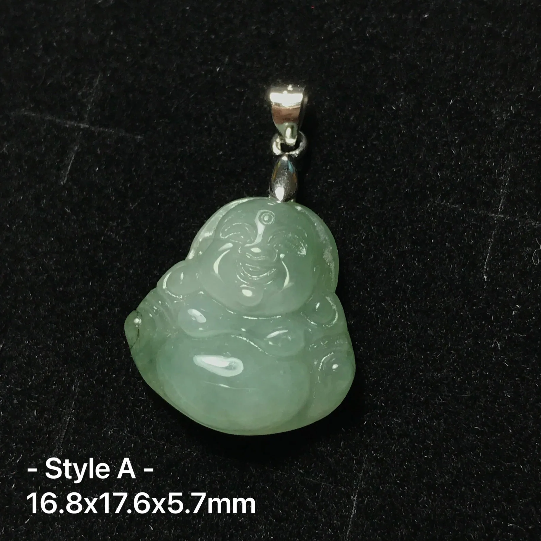 Jadeite Maitreya Happy Buddha Pendant with Sterling Silver | Handmade Natural Healing Gemstone Part | 4th Heart Chakra Lower Blood Pressure