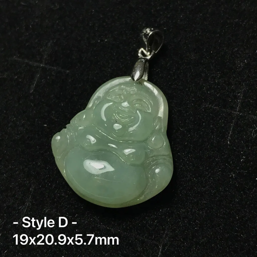 Jadeite Maitreya Happy Buddha Pendant with Sterling Silver | Handmade Natural Healing Gemstone Part | 4th Heart Chakra Lower Blood Pressure