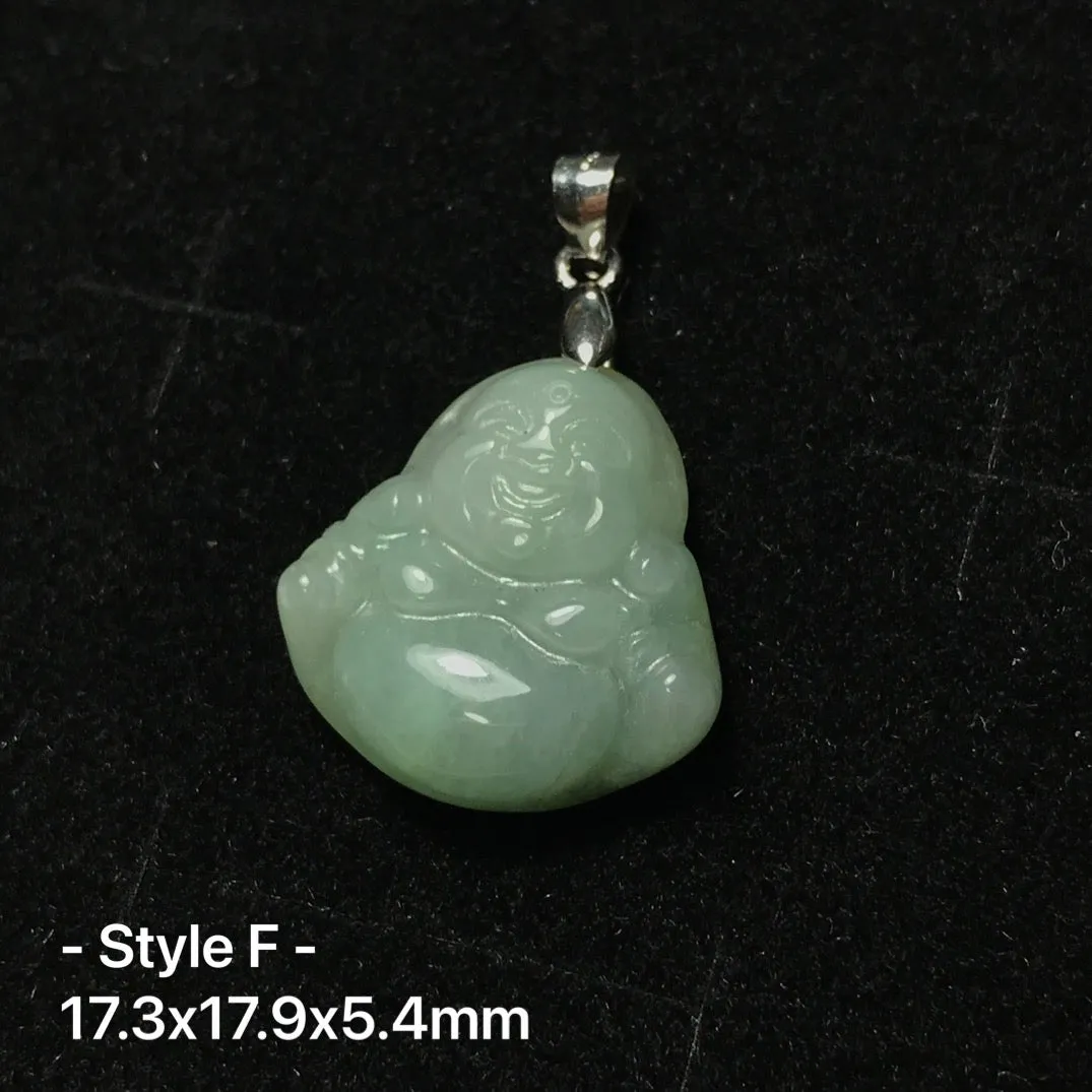 Jadeite Maitreya Happy Buddha Pendant with Sterling Silver | Handmade Natural Healing Gemstone Part | 4th Heart Chakra Lower Blood Pressure