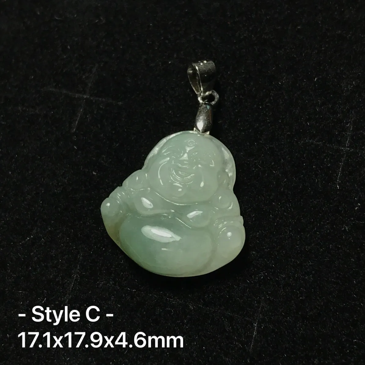 Jadeite Maitreya Happy Buddha Pendant with Sterling Silver | Handmade Natural Healing Gemstone Part | 4th Heart Chakra Lower Blood Pressure