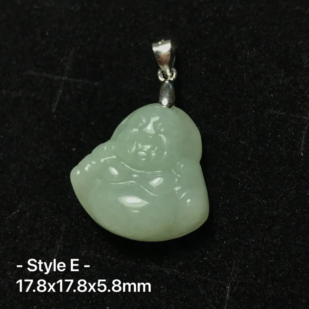 Jadeite Maitreya Happy Buddha Pendant with Sterling Silver | Handmade Natural Healing Gemstone Part | 4th Heart Chakra Lower Blood Pressure