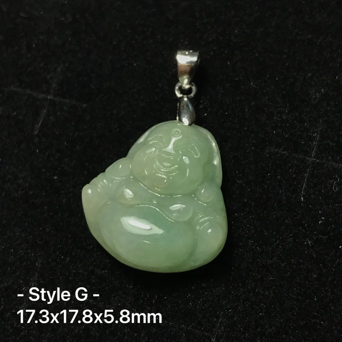 Jadeite Maitreya Happy Buddha Pendant with Sterling Silver | Handmade Natural Healing Gemstone Part | 4th Heart Chakra Lower Blood Pressure