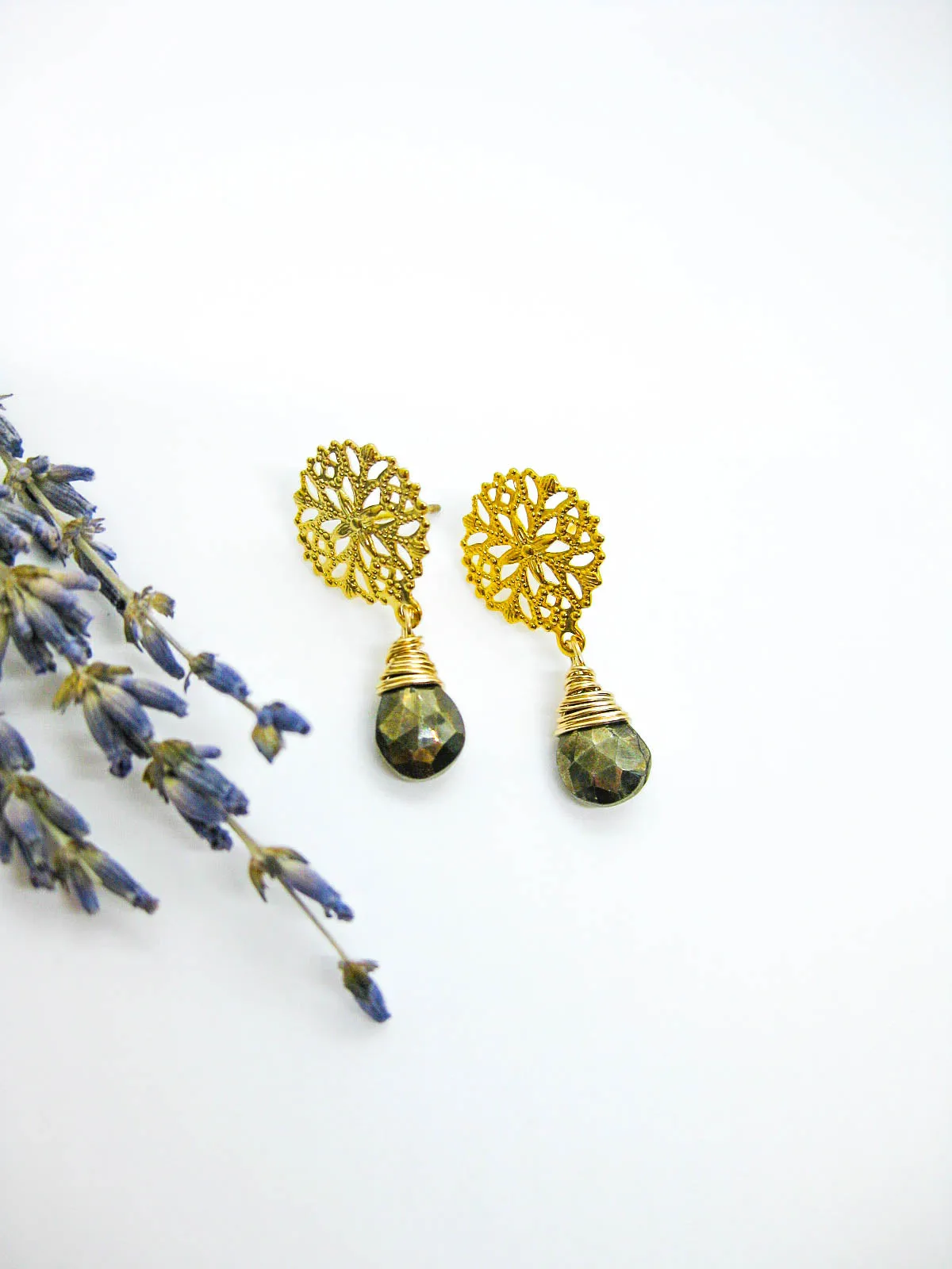 Jonquil: Pyrite Earrings - e638