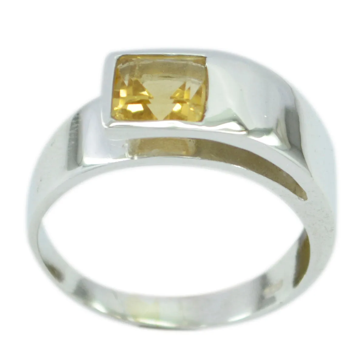 Junoesque Gem Citrine Silver Ring Stainless Steel Jewelry Wholesale