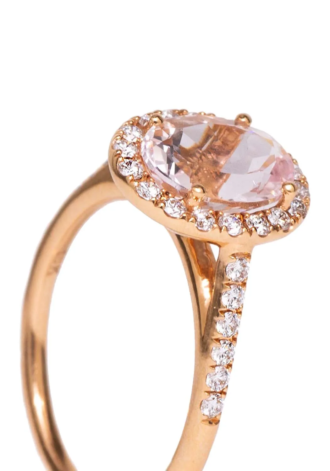 Kimberly Collins Oval Morganite Diamond Rose Gold Ring