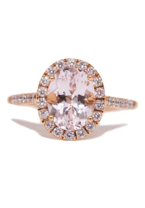 Kimberly Collins Oval Morganite Diamond Rose Gold Ring