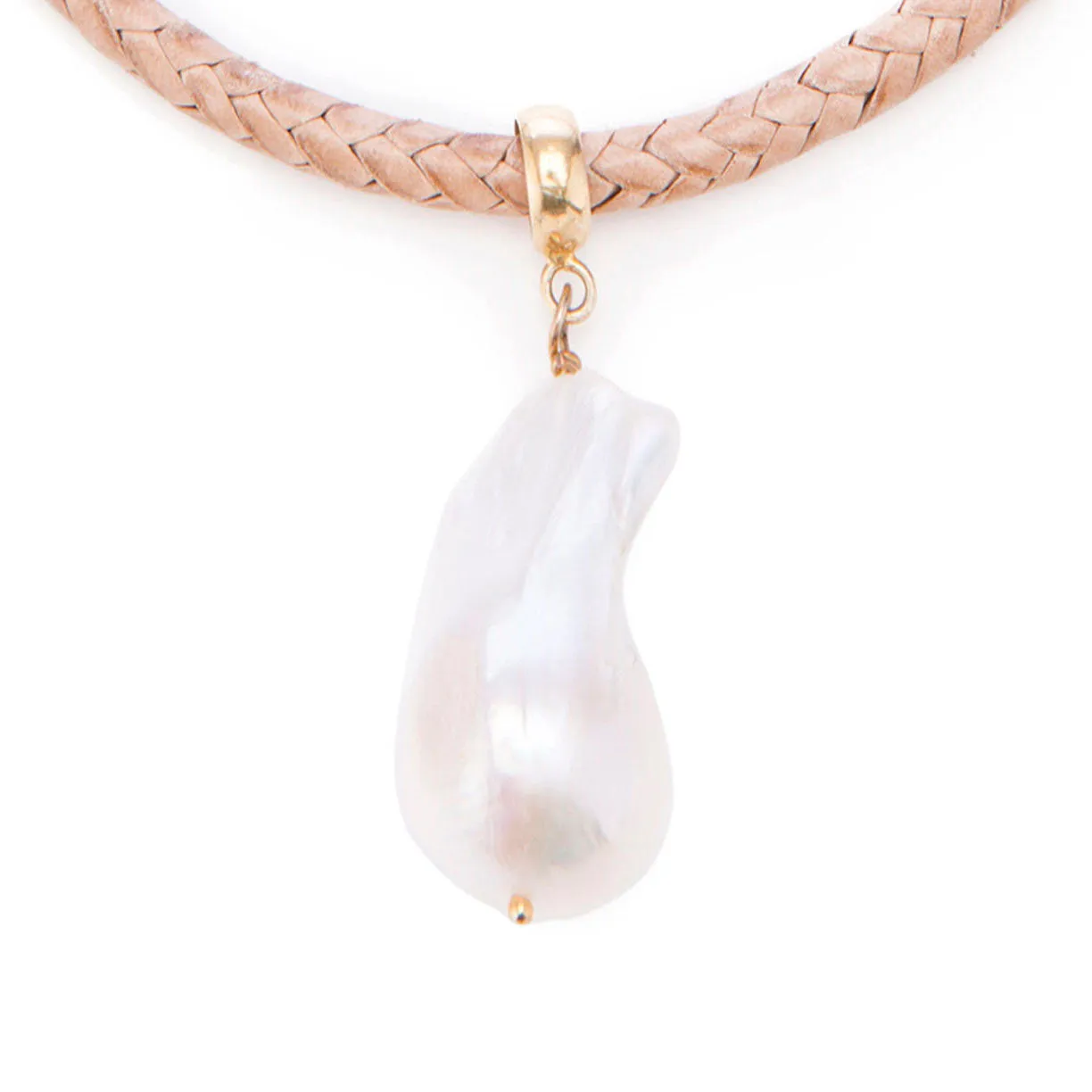 Leather Cord Lg Baroque Pearl