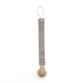 Leather Pacifier Clip - Grey