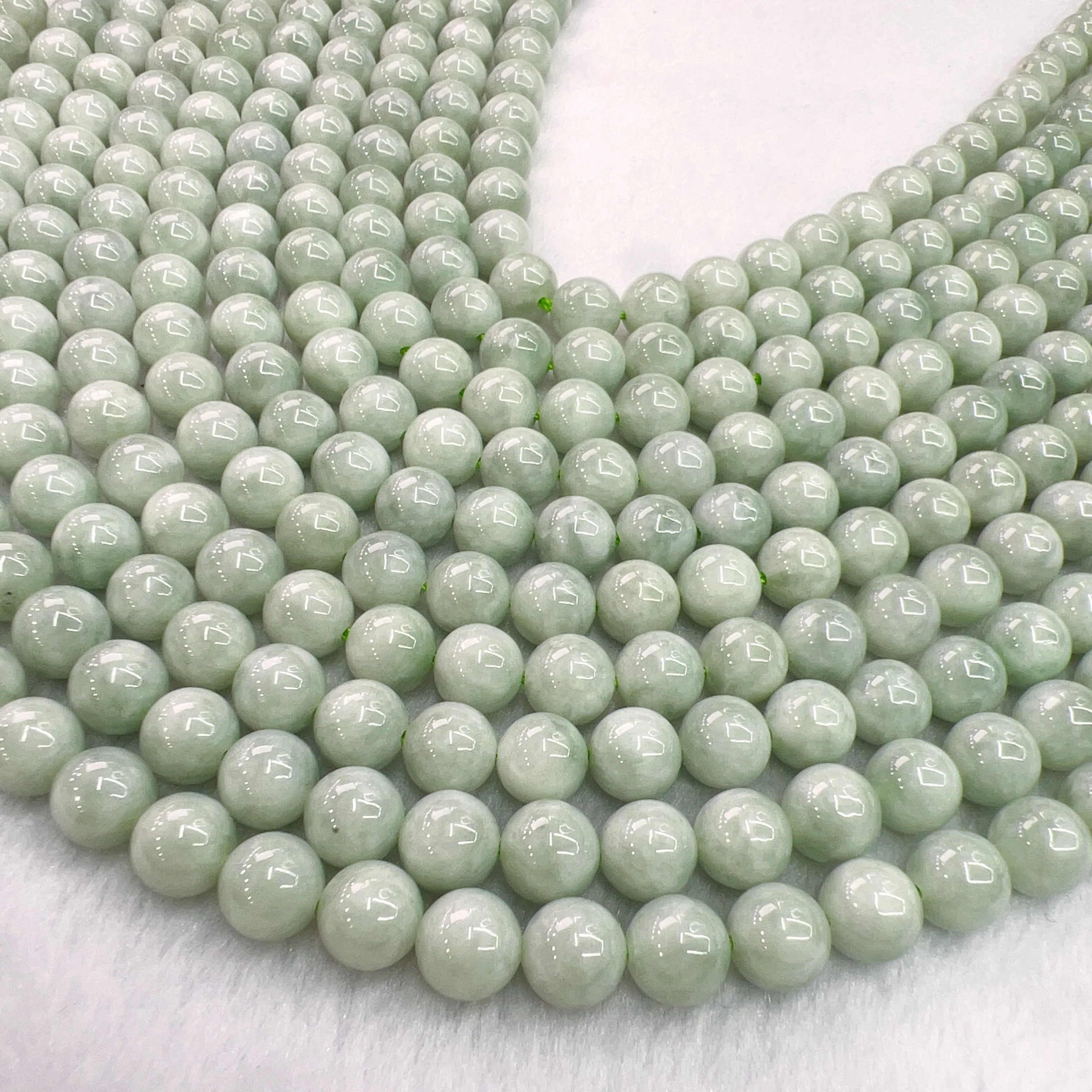 Light Green - Genuine Jade 8mm Jadeite Round Bead Strands for DIY Jewelry Project