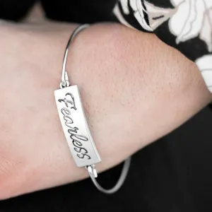 Live Fearlessly Silver Bracelet