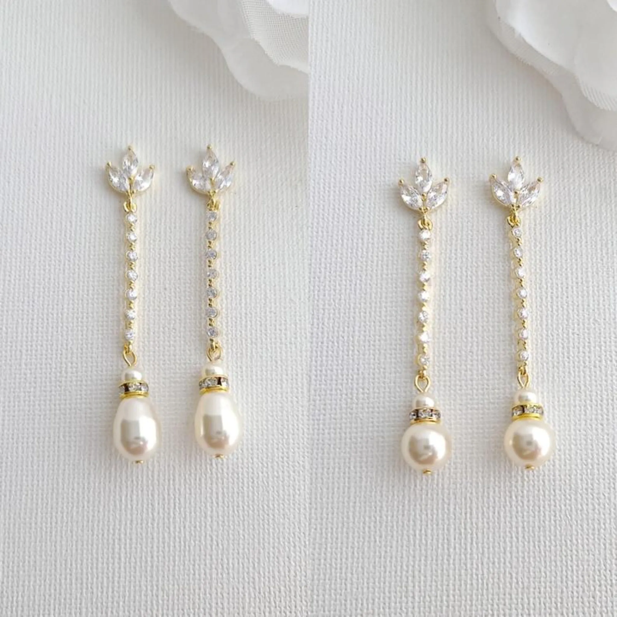 Long Pearl Drop Earrings and Necklace Set- Jodi