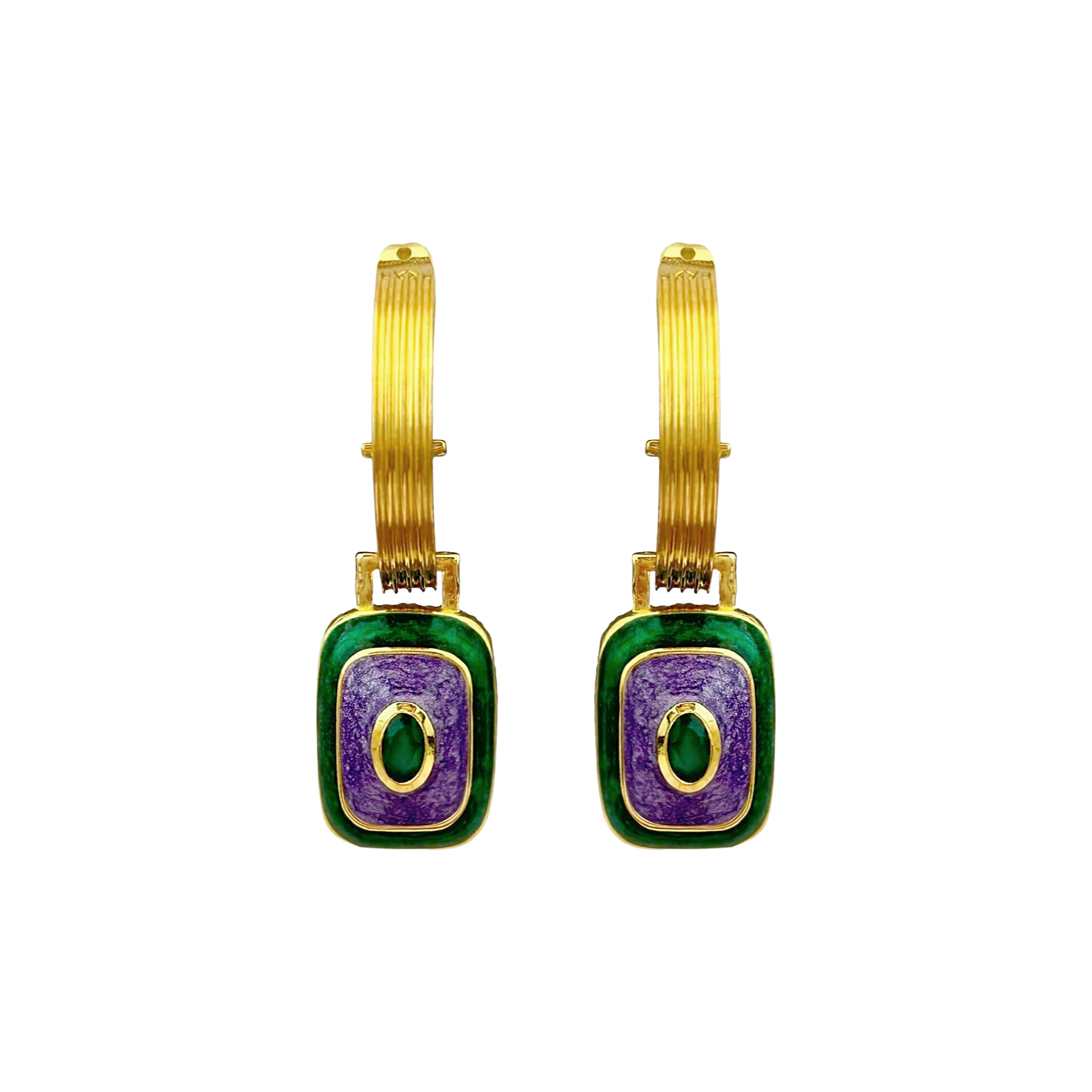 MARA Earrings | Green Onyx & Enamel