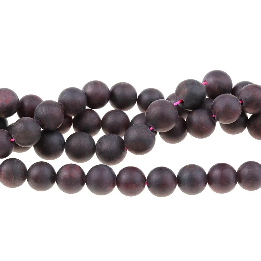 MATTE Red Garnet 8mm Round - 8-Inch