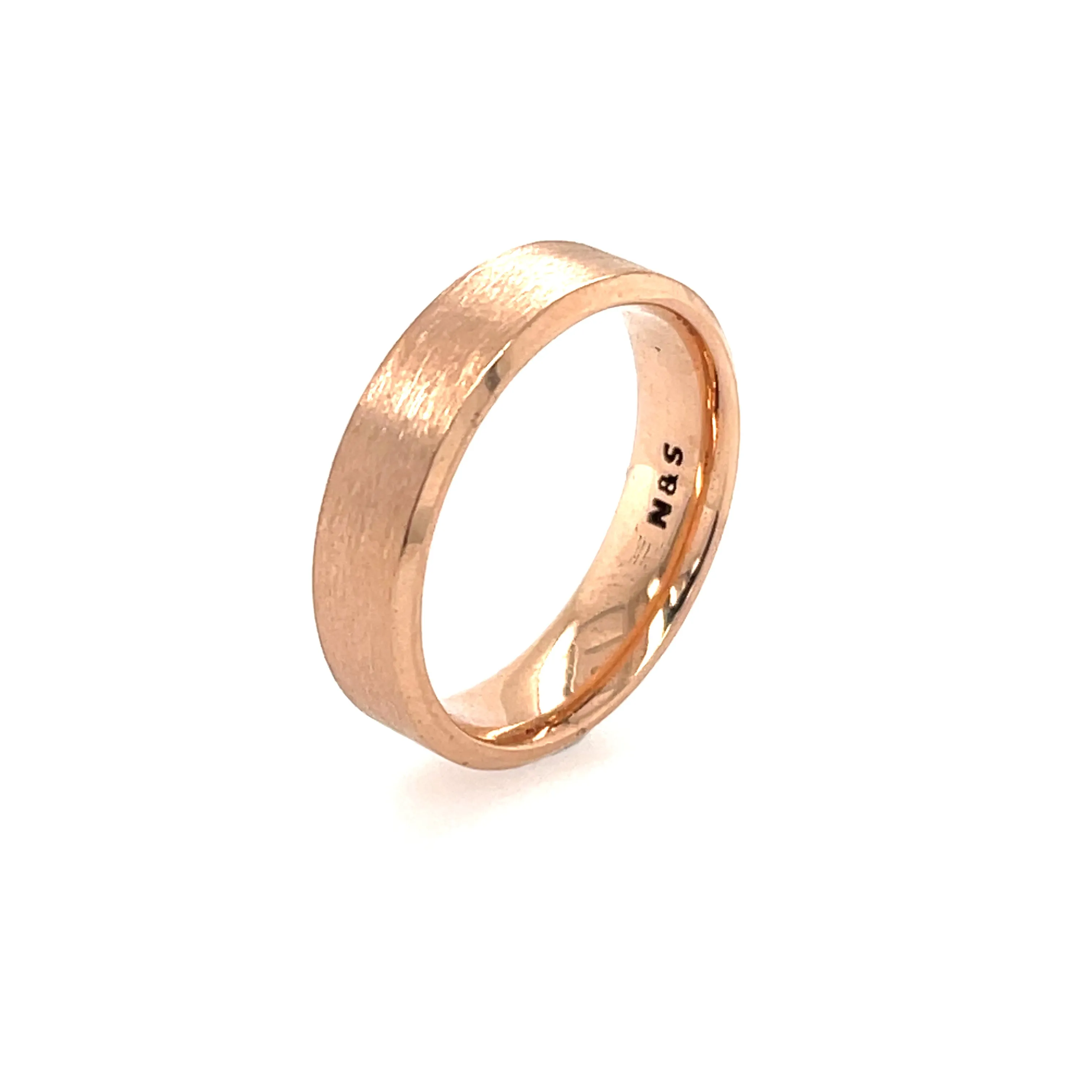 Men's Comfort Fit 7mm Brushed 14K Solid Gold Wedding Band MR006