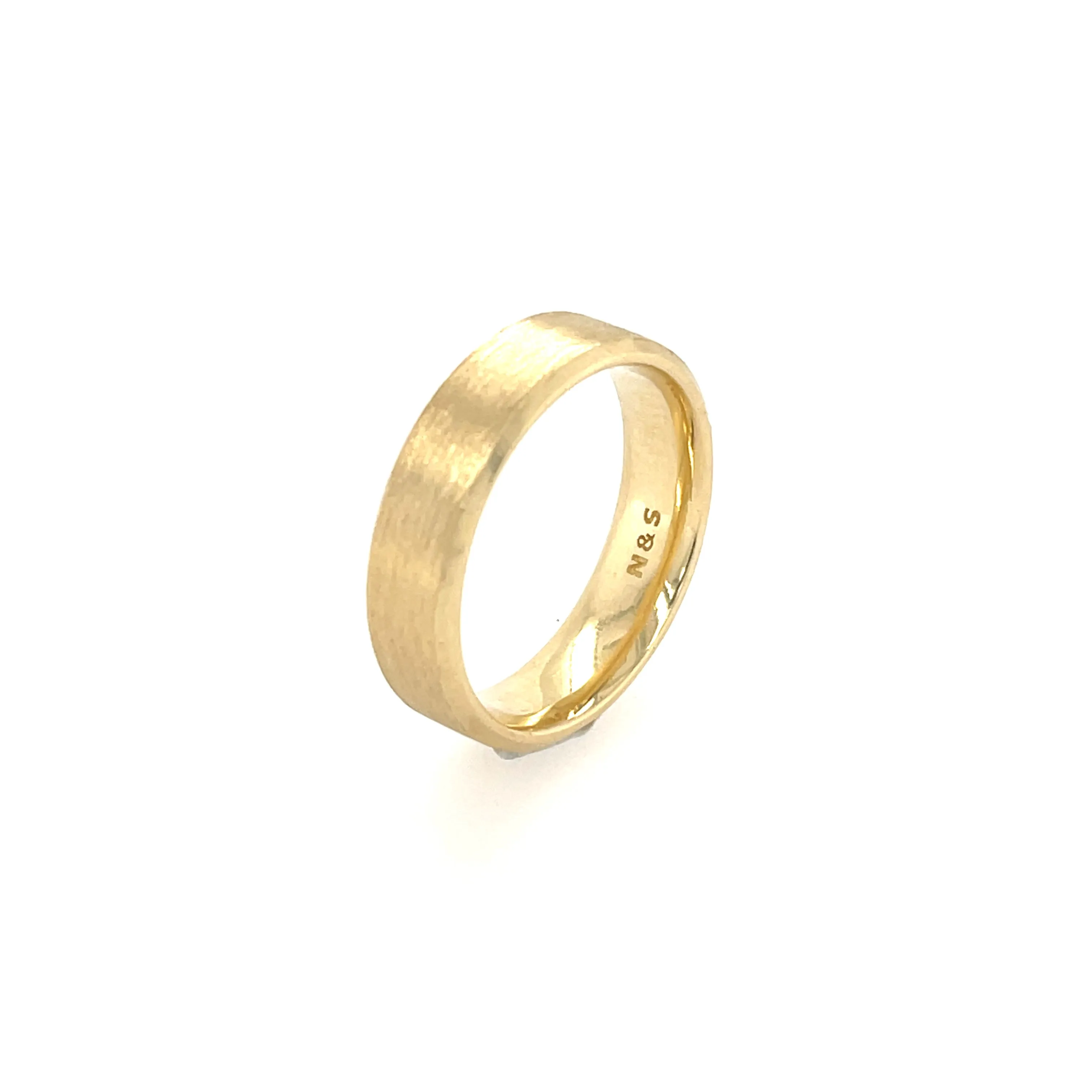 Men's Comfort Fit 7mm Brushed 14K Solid Gold Wedding Band MR006