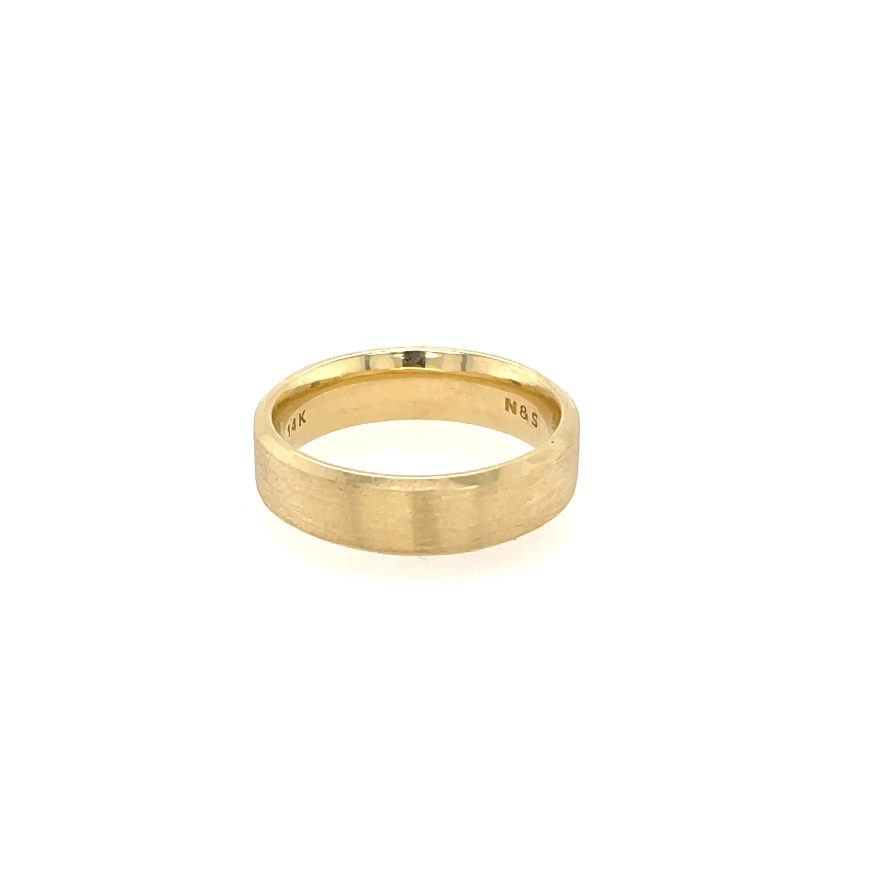 Men's Comfort Fit 7mm Brushed 14K Solid Gold Wedding Band MR006