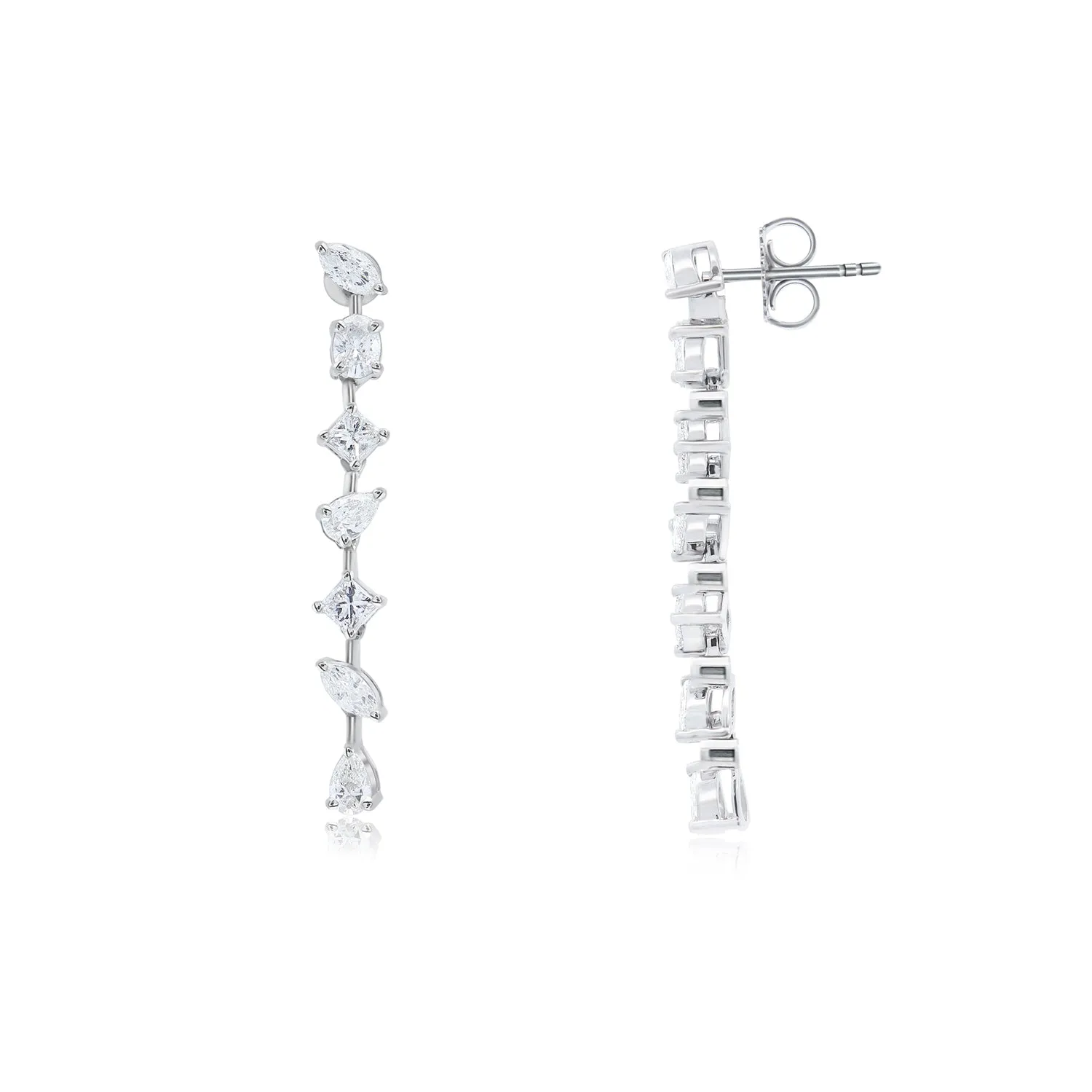 Mixed Shape Diamond Dangle Earrings