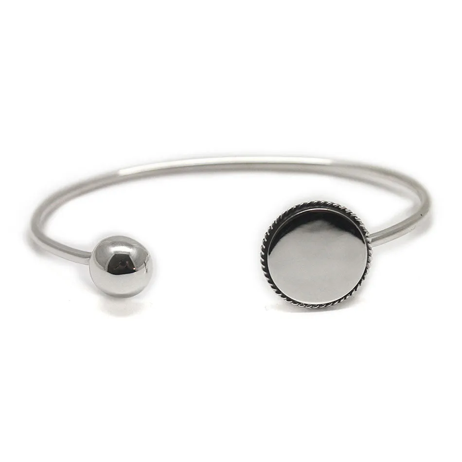 Monogram Sterling Silver Bangle Ball Bracelet