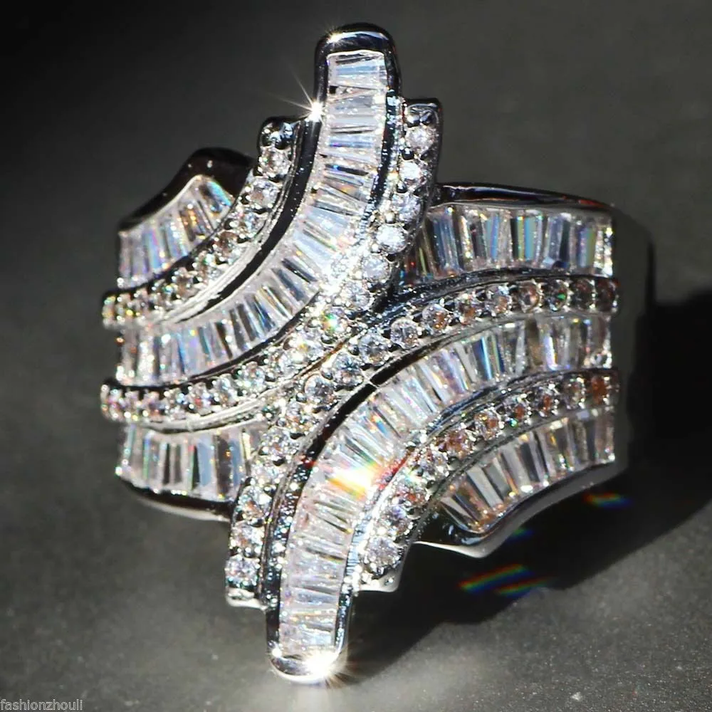 Multi-Row Baguette Created White Sapphire Luxury Statement Ring